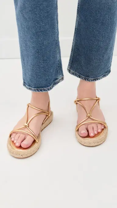 Gianvito Rossi Nappa Silk Corda Sandals Mekong/Naturale 40 | Thumbnail 3