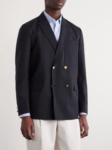 Beams Plus Double-Breasted Grain de Poudre Wool Blazer - Men | Thumbnail 3