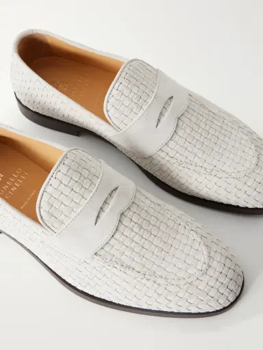Brunello Cucinelli Woven Suede Penny Loafers - Men | Thumbnail 5