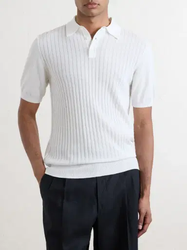 De Petrillo Ribbed Cotton Polo Shirt - Men | Thumbnail 3