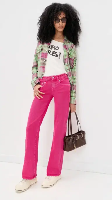 R13 Boy Flare Jeans Fuchsia Stretch | Thumbnail 5
