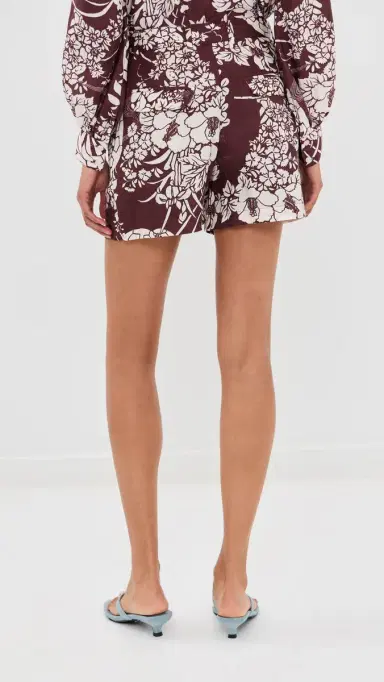 ALIX OF BOHEMIA Deena Auburn Spoke Silk Shorts Dark Brown 8 | Thumbnail 3