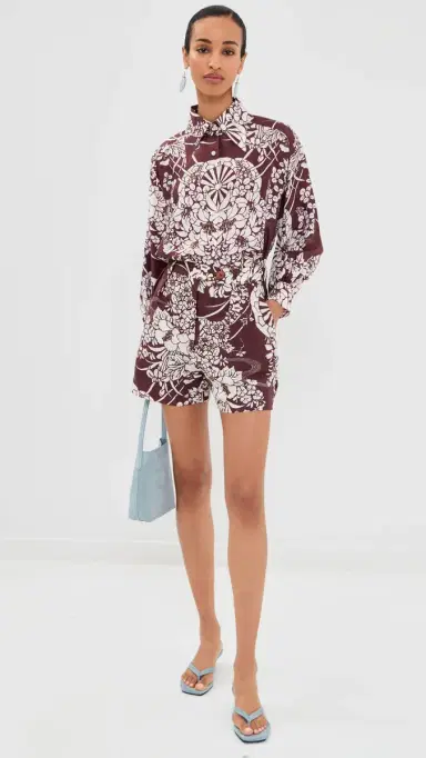 ALIX OF BOHEMIA Deena Auburn Spoke Silk Shorts Dark Brown 8 | Thumbnail 5