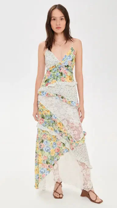 For Love & Lemons Rosalyn Maxi Dress Yellowblue | Thumbnail 2 For Love & Lemons Rosalyn Maxi Dress Yellowblue | Thumbnail 2
