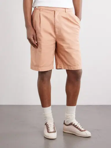 Brunello Cucinelli Straight-Leg Pleated Cotton Shorts - Men | Thumbnail 3