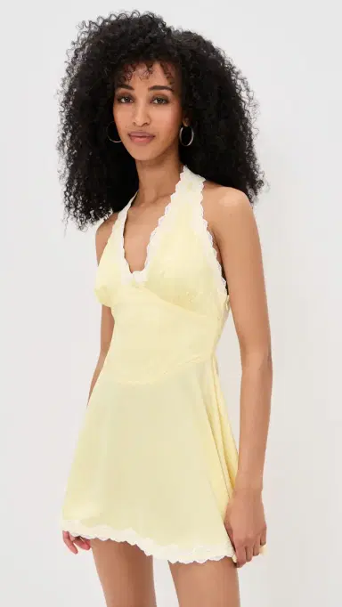 Frankies Bikinis Audrey atin Dress Whipped Butter Dottie | Thumbnail 2