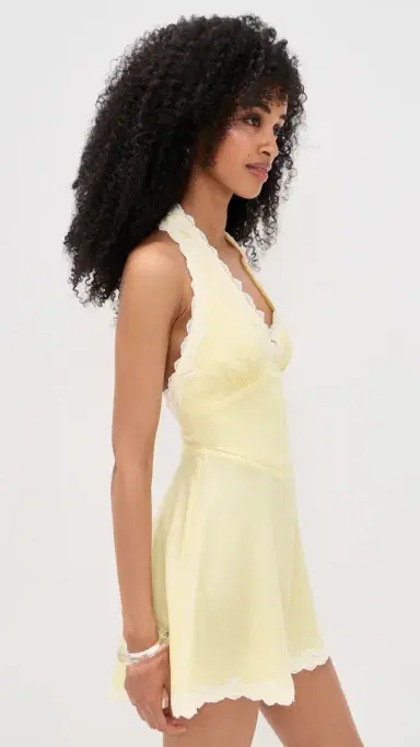 Frankies Bikinis Audrey atin Dress Whipped Butter Dottie | Thumbnail 4