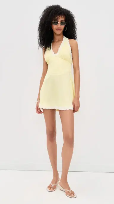 Frankies Bikinis Audrey atin Dress Whipped Butter Dottie | Thumbnail 5