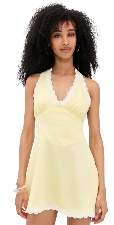 Frankies Bikinis Audrey atin Dress Whipped Butter Dottie | Thumbnail 1