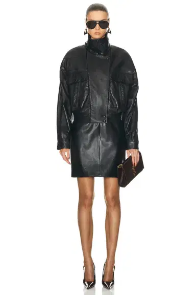 Saint Laurent Leather Bomber Jacket | Thumbnail 5 Saint Laurent Leather Bomber Jacket | Thumbnail 5