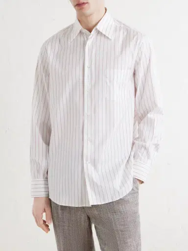 Brunello Cucinelli Striped Cotton-Poplin Shirt - Men | Thumbnail 3
