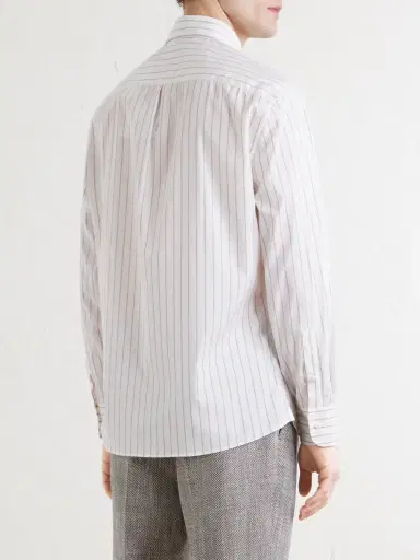 Brunello Cucinelli Striped Cotton-Poplin Shirt - Men | Thumbnail 4