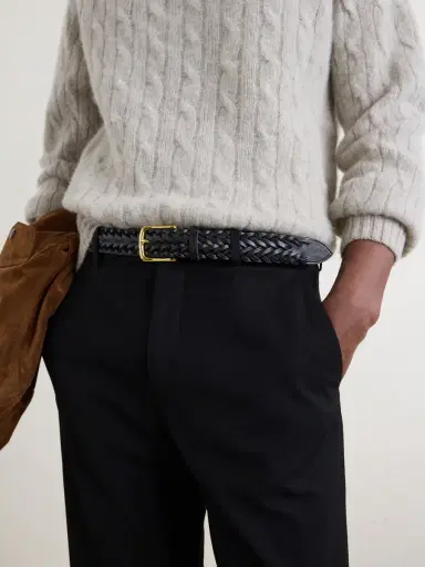 Drake's 3.5cm Woven Leather Belt - Men | Thumbnail 2