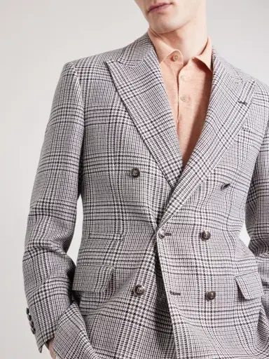 Brunello Cucinelli Prince of Wales Checked Linen, Silk and Wool-Blend Tweed Blazer - Men | Thumbnail 5