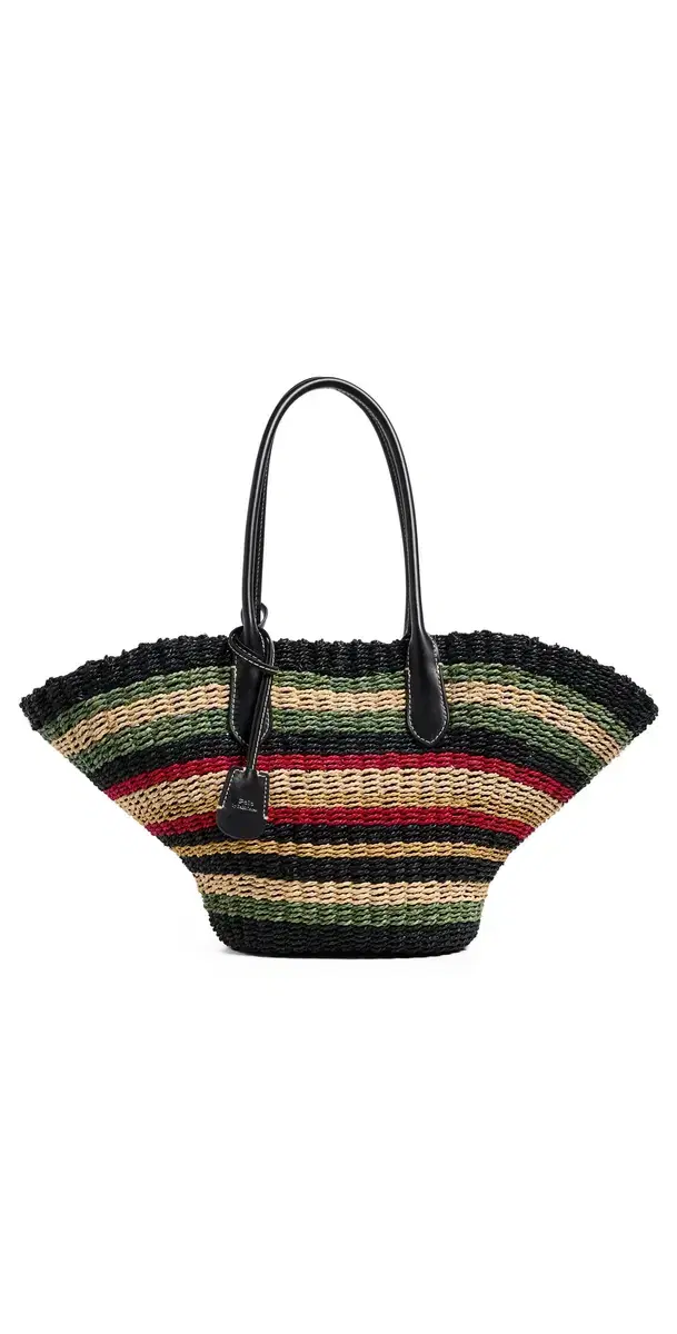 Bellport Stripe Raffia Basket Tote Bag Multi Stripe One Size