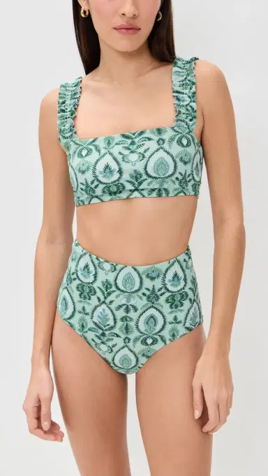 Hill House Home The Teagan Bikini Set Green Palm Ikat | Thumbnail 2