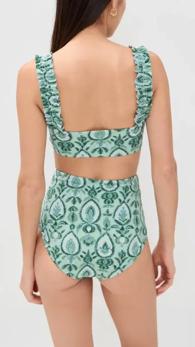 Hill House Home The Teagan Bikini Set Green Palm Ikat | Thumbnail 3