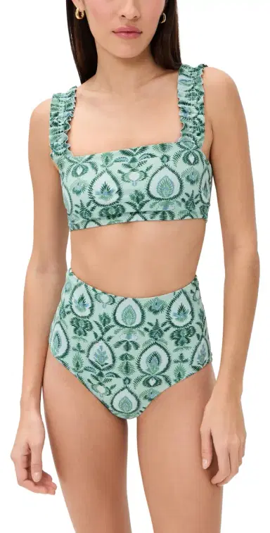 Hill House Home The Teagan Bikini Set Green Palm Ikat | Thumbnail 1