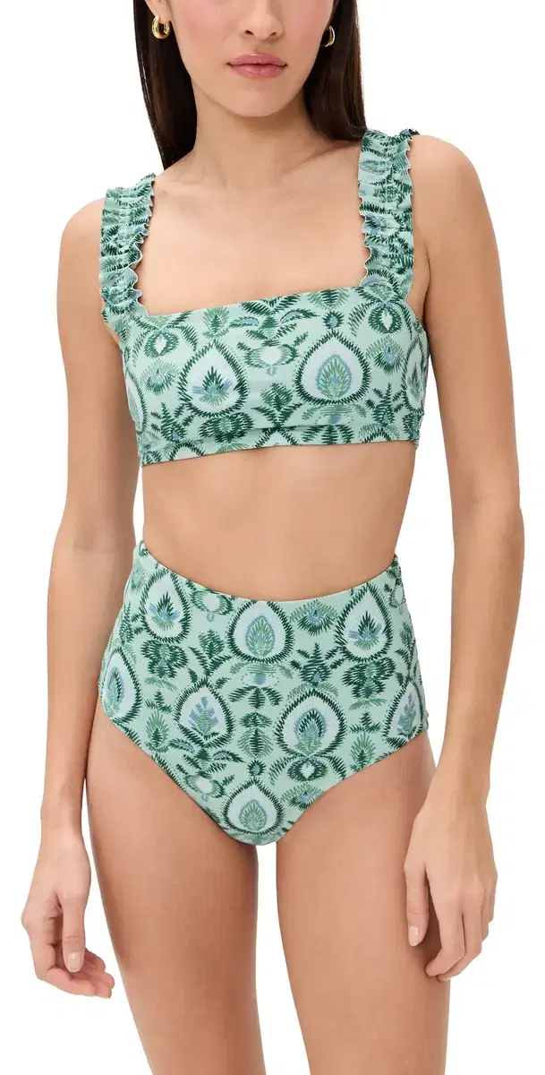The Teagan Bikini Set Green Palm Ikat