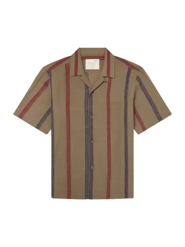 Kardo Ronen Camp-Collar Striped Jacquard-Knit Cotton Shirt - Men