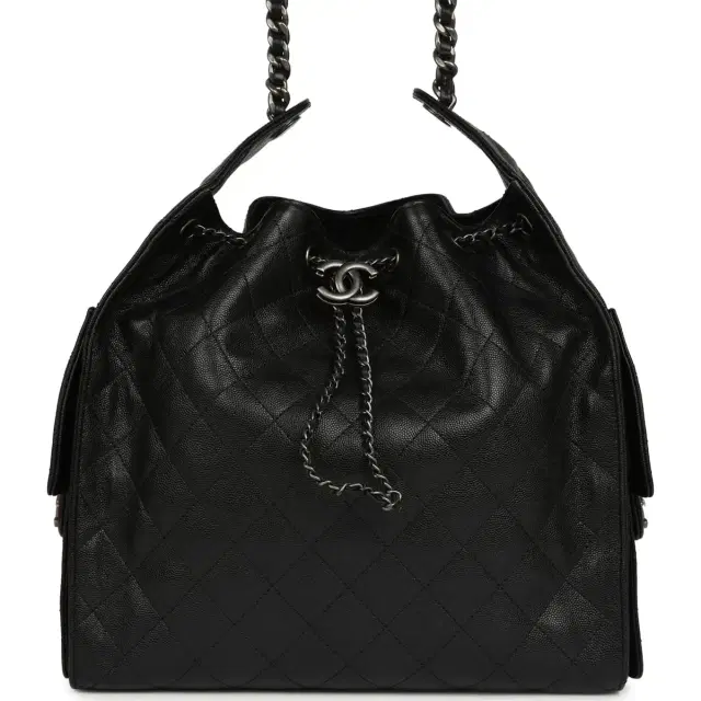Chanel Medium 25 Hobo Bag Black Caviar Aged Ruthenium Hardware