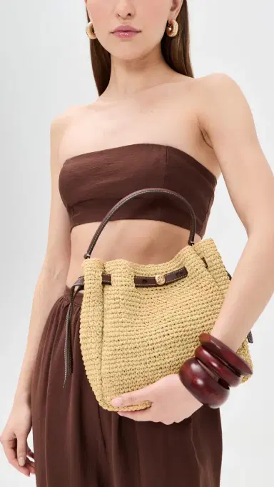 Tory Burch Romy Woven Bucket Bag Natural One Size | Thumbnail 3