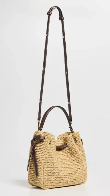 Tory Burch Romy Woven Bucket Bag Natural One Size | Thumbnail 4