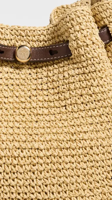 Tory Burch Romy Woven Bucket Bag Natural One Size | Thumbnail 5
