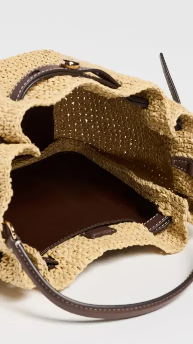 Tory Burch Romy Woven Bucket Bag Natural One Size | Thumbnail 6