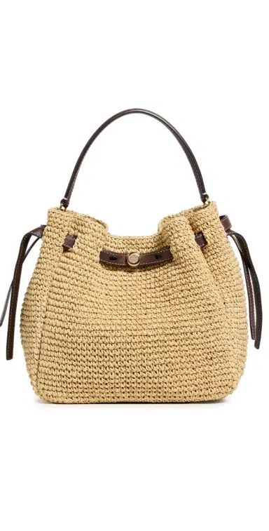 Tory Burch Romy Woven Bucket Bag Natural One Size | Thumbnail 1