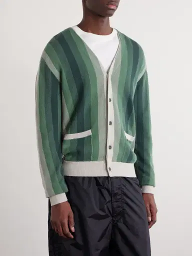 Beams Plus Striped Cotton Cardigan - Men | Thumbnail 3 Beams Plus Striped Cotton Cardigan - Men | Thumbnail 3
