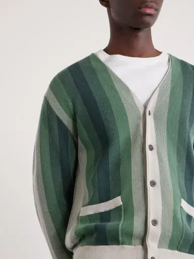 Beams Plus Striped Cotton Cardigan - Men | Thumbnail 5 Beams Plus Striped Cotton Cardigan - Men | Thumbnail 5