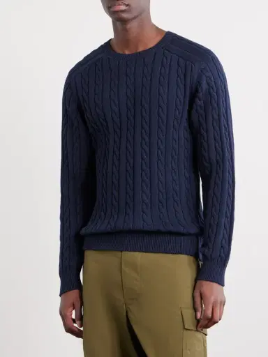 Beams Plus Cable-Knit Cotton Sweater - Men | Thumbnail 3