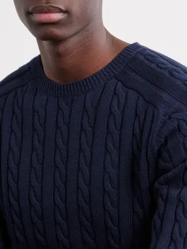 Beams Plus Cable-Knit Cotton Sweater - Men | Thumbnail 5