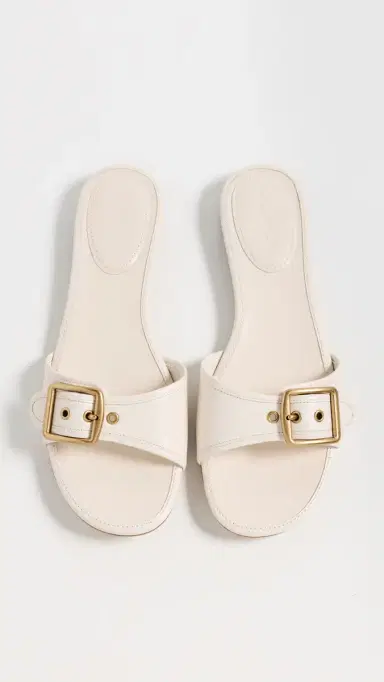 Coach Margot Leather Flat Sandals Chalk 7 | Thumbnail 2 Coach Margot Leather Flat Sandals Chalk 7 | Thumbnail 2