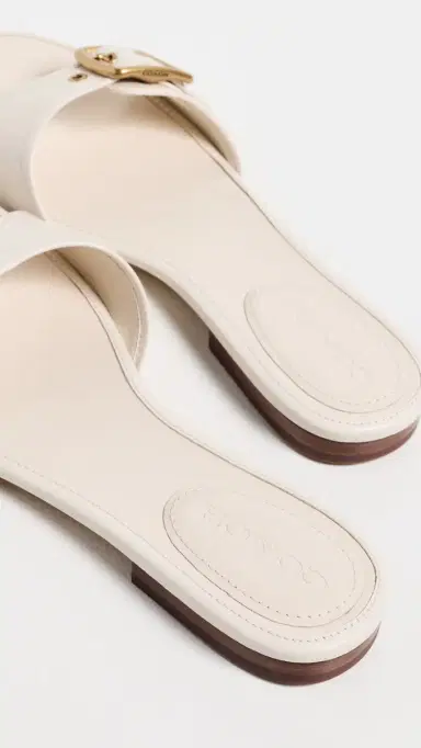 Coach Margot Leather Flat Sandals Chalk 7 | Thumbnail 4 Coach Margot Leather Flat Sandals Chalk 7 | Thumbnail 4