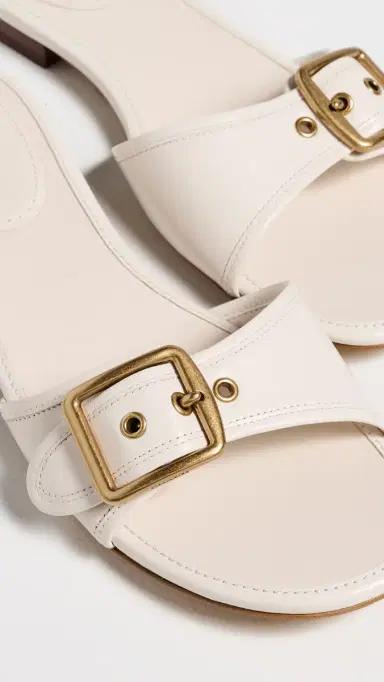 Coach Margot Leather Flat Sandals Chalk 7 | Thumbnail 6 Coach Margot Leather Flat Sandals Chalk 7 | Thumbnail 6