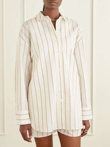 Staud Kendy Striped Cotton-blend Shirt | Thumbnail 3