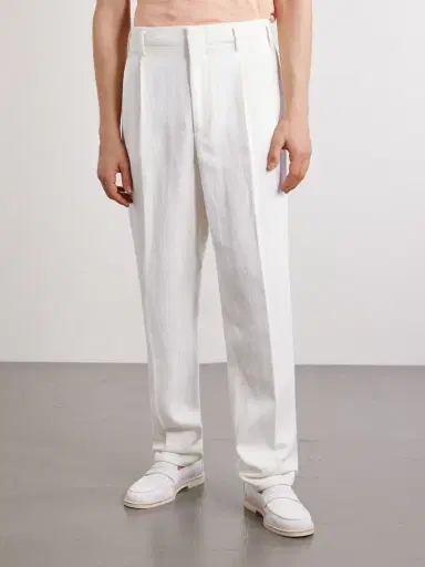 Brunello Cucinelli Straight-Leg Cotton and Linen-Blend Trousers - Men | Thumbnail 3