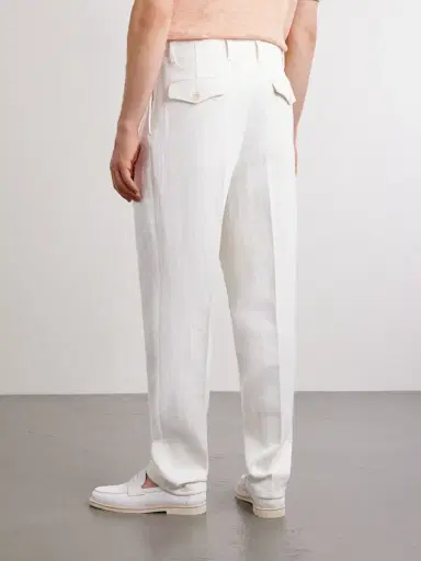 Brunello Cucinelli Straight-Leg Cotton and Linen-Blend Trousers - Men | Thumbnail 4