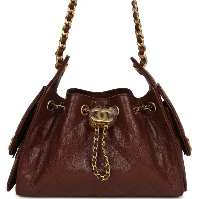 Chanel Chanel Mini 25 Hobo Bag Brown Caviar Antique Gold Hardware