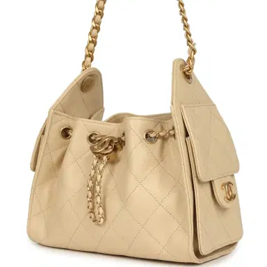 Chanel Chanel Mini 25 Hobo Bag Light Beige Caviar Antique Gold Hardware | Thumbnail 5 Chanel Chanel Mini 25 Hobo Bag Light Beige Caviar Antique Gold Hardware | Thumbnail 5