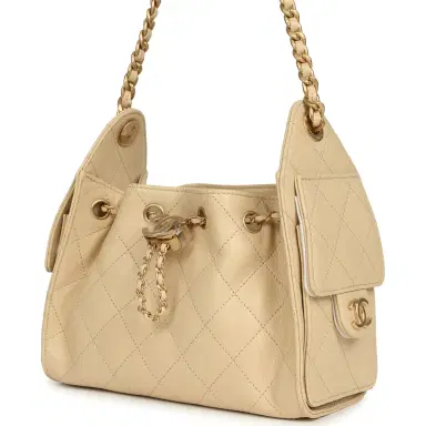 Chanel Chanel Mini 25 Hobo Bag Light Beige Caviar Antique Gold Hardware | Thumbnail 5 Chanel Chanel Mini 25 Hobo Bag Light Beige Caviar Antique Gold Hardware | Thumbnail 5