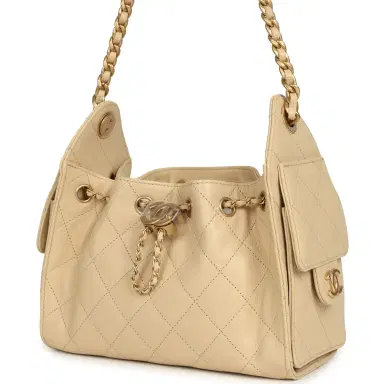 Chanel Chanel Mini 25 Hobo Bag Light Beige Caviar Antique Gold Hardware | Thumbnail 5 Chanel Chanel Mini 25 Hobo Bag Light Beige Caviar Antique Gold Hardware | Thumbnail 5