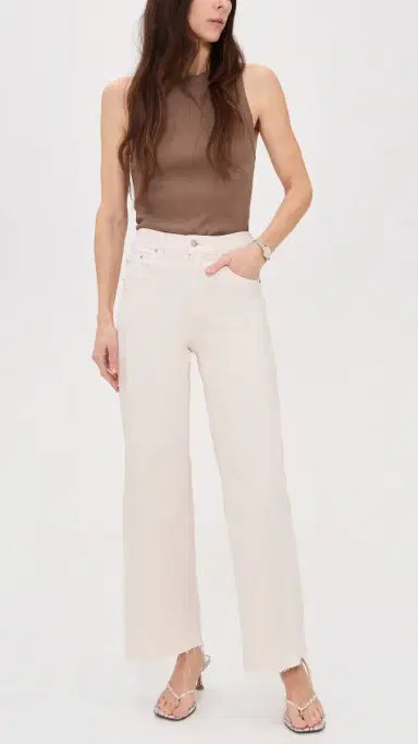 Le Jean Petite Column Raw Hem Jeans Bone | Thumbnail 5 Le Jean Petite Column Raw Hem Jeans Bone | Thumbnail 5