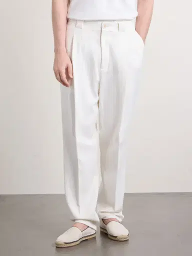 Brunello Cucinelli Straight-Leg Pleated Herringbone Cotton and Linen-Blend Trousers - Men | Thumbnail 3