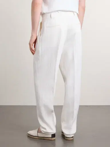 Brunello Cucinelli Straight-Leg Pleated Herringbone Cotton and Linen-Blend Trousers - Men | Thumbnail 4