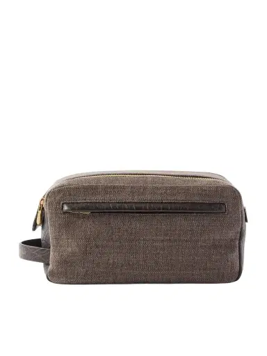 Brunello Cucinelli Leather-Trimmed Woven Wash Bag - Men | Thumbnail 1