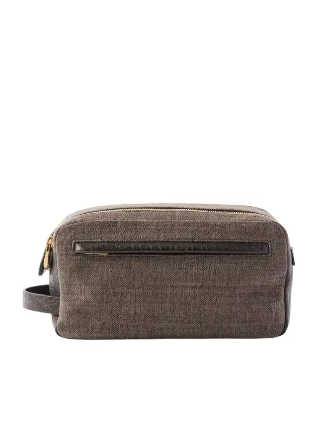 Brunello Cucinelli Leather-Trimmed Woven Wash Bag - Men