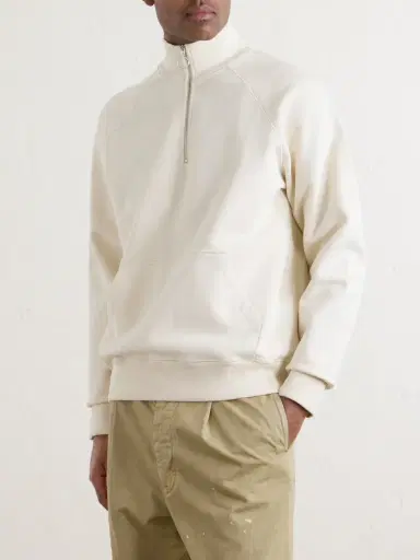 Drake's Cotton-Jersey Half-Zip Sweater - Men | Thumbnail 3